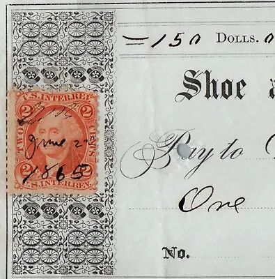 Vintage 1865 Bank Check Cheque SHOE AND LEATHER NATIONAL BANK Boston Mass • $23.98