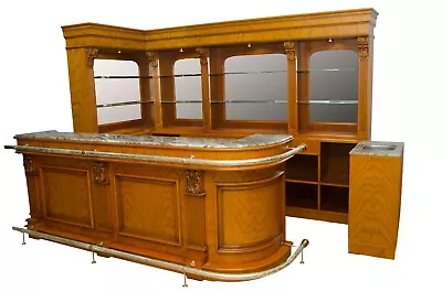 Colonial Maple 8.5 Ft Bar With Marble Top & Sink Side Unit – WNL116 • $12526