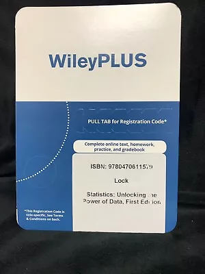 WileyPlus Access Code For Statitics: Unlocking The Power Of Data Lock 1st Ed New • $49.99