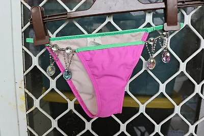 Veve Glamour Competition Swimwear Bikini Bottoms Size Xs 6 Extra Small Pink Gree • $10