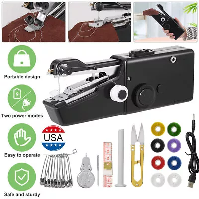 DIY Mini Sewing Machine Electric Stitch Portable Hand Cordless Travel Household • $11.99