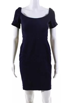 Zac Posen Womens Silk Lined Short Sleeve Boat Neck Pencil Dress Blue Size 6 • $46.01