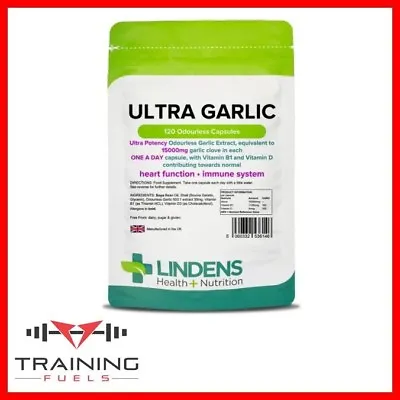 Lindens Ultra Garlic 15000mg 120 Capsules Mega Strength Heart & Immune Health • £9.39