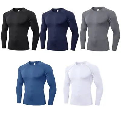£13.64 • Buy Mens Compression Shirt Base Layer Tops Long Sleeve Shirts Breathable Gym Fitness