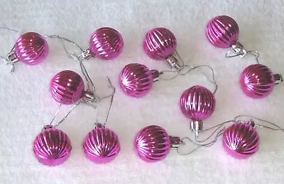 Rose Red Mini Ornaments Christmas Non Shatter Balls Ribbed Miniature Tree Wire • $9.95