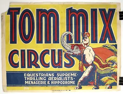 $85.06 • Buy Vintage 1930s TOM MIX CIRCUS 28x21 Poster FREE SHIPPING