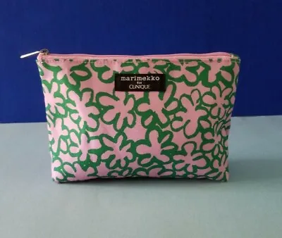 Clinique Green & Pink Mod Flowers Zippered Makeup Cosmetic Bag By Marimekko MWOT • $6.99
