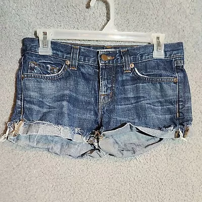 Womens J Brand Denim Jean Shorts Size 25 Medium Wash Mildly Distressed • $14.30