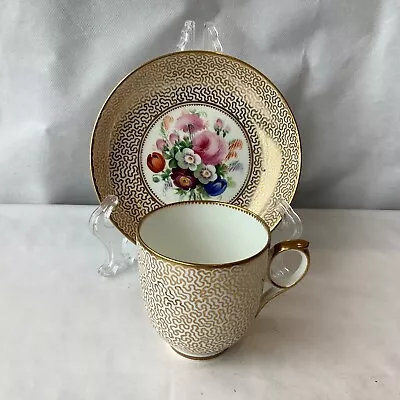 Sampson Bridgwood Cup & Saucer With Vermicelli & Floral Decoration C.1860 RARE • £59.95