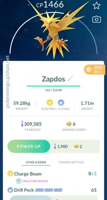 $7.99 • Buy Zapdos ✔ TRADE ✔ Pokemon ✔ NON SHINY ✔ Legendary ✔ GO