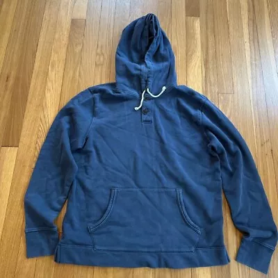 J.Crew Mens Vintage Fleece Hoodie Sweatshirt Blue Button Pocket Long Sleeve M • $22.99