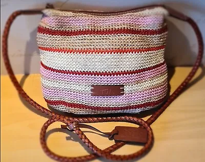 Tula Woven Leather Trim Cross Body Bag Raffia Womens Handbag • £12.99