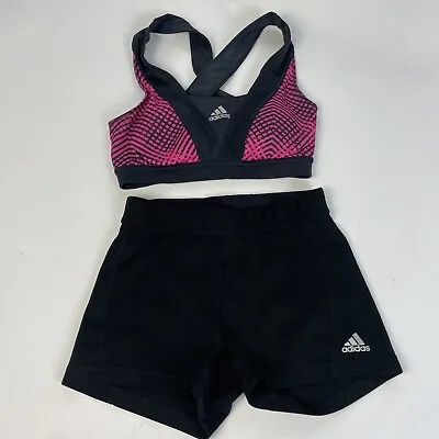 Lot Of 2 Adidas Climalite Spandex Volleyball Black Shorts Racer Back Sports Bra • $9.90