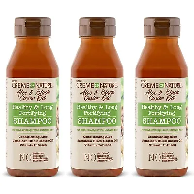 3 X Creme Of Nature Aloe & Black Castor Oil Shampoo Healthy Long Fortifying  • £19.20