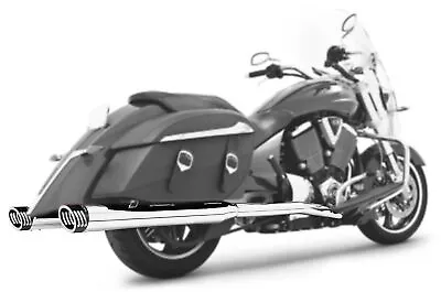 Racing Dual 4in. Full Exhaust System Chrome Blk Tip Victory Cross Country 10-17 • $1399.99