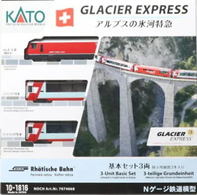 KATO N Gauge 10-1816 Model Train Locomotive AlpsGlacier Express Basic Set • $150.44