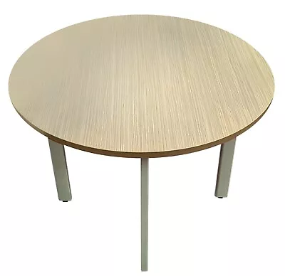 Sven Christiansen Round Meeting Room Modern Table Zebrano Sand With White Legs • £99.95