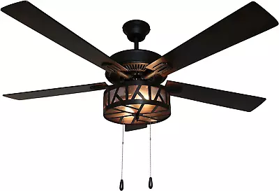 52 Inch LED Modern Farmhouse Ceiling Fan With Light - Elegant Rustic Cabin Ceili • $226.99