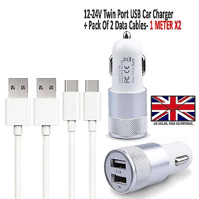 $13.78 • Buy For ONEPLUS MOBILE PHONES - In Car Fast Double Charger PLUS 2 X Charging Cables