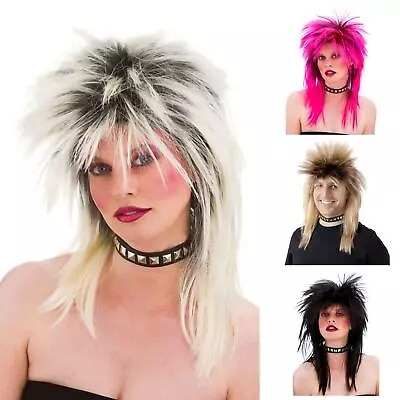 80s Glam Rocker Wig Spiky Mullet Big Hair Punk Bowie Slade 70s Fancy Dress • £12.19