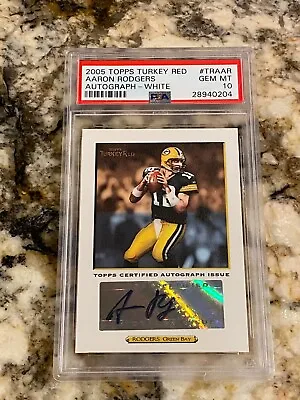 2005 Topps Turkey Red Aaron Rodgers White Auto #traar Psa 10 Pop 1 Rare Grail Rc • $25427