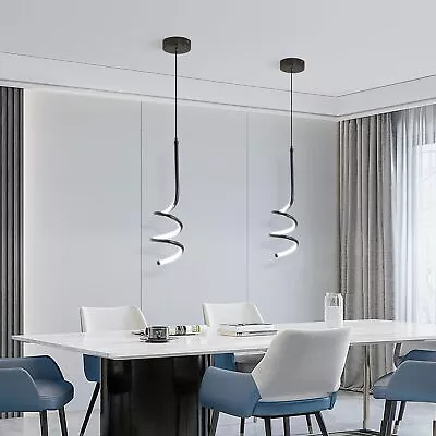 Black 2Pcs Modern LED Ceiling Pendant Light For Bedroom Dining Living Room Lamp • £51.99