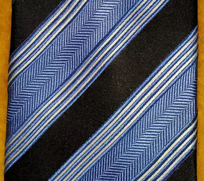 Donald Trump ~ Mens Silk Tie ~ Blue White Black ~ Striped ~ Xl Tall Long ~ 61  • $19.99