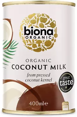 Biona Organic Coconut Milk 400 Ml Pack Of 6 - Dairy Free Naturally Vegan - - - • £15.41