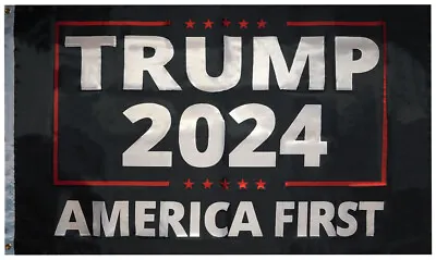 3X5 Trump 2024 America First Black 150D Woven Poly Nylon 3'x5' Flag Banner • $12.88