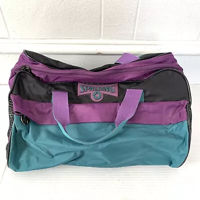 Vtg Spalding Duffle Bag Gym Purple Teal Travel 90s Clean Shoulder Strap • $29.99