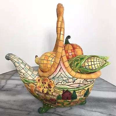 Jim Shore Basket Of Plenty Figurine 5 Fruits 4009015 Fall Harvest Pumpkin Apple • $39.99