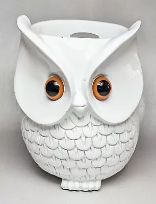 Vintage Owl Planter Holder Painted White (Wood?) 6  Tall • $12.95