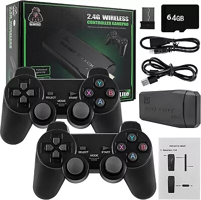 4K Wireless HDMI TV Game Stick Console 20000+ Built In Games +2 Wireless Gamepad • £20.49