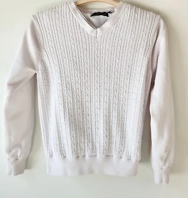 Sz S Vtg SCOTTISH WIND Cable Knit Sweater Golf Lined Cricket Tennis Sweater • $25