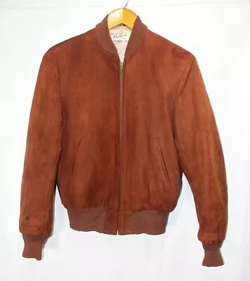 Vintage 50s Hercules Sears Outerwear Knit Collar Suede Leather Jacket Size M. • $150