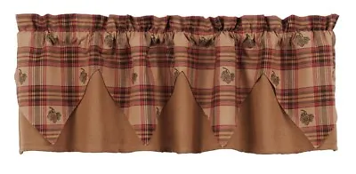 IHF Pinecone Lodge Country Cabin Pine Farmhouse Valance 16” X 60” Burlap 361-PVL • $29.99