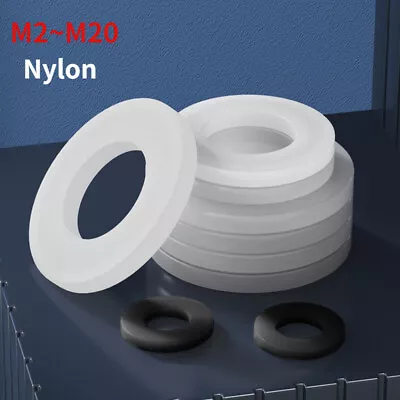 Black/White Nylon Flat Washer Plastic Insulation Spacer M2-M20 • $3.27