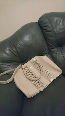Zandra Rhodes Cream Glossy Bag With Ruches Decoration • £20