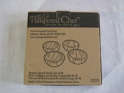 NIB Set 4 Pampered Chef 3-5/8  Bamboo Snack Bowls 2253 • $17.95