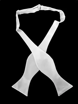 Men's White Self Tie Bow Tie Adjustable Length Formal White Tie Wedding • $14.99