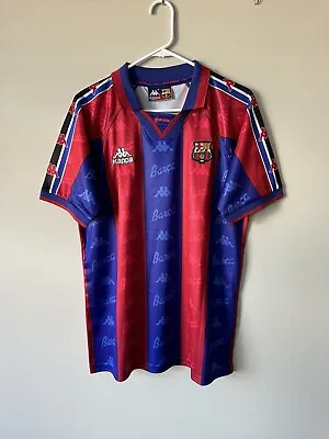 Luis Figo FC Barcelona New Men’s Retro Vintage Home Kappa Soccer Jersey - L • $60