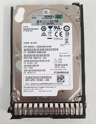 HP 300GB 10K SAS EG000300JWEBF Hard Disk Drive 869714-001 With Caddy 872735 +VAT • £19.99