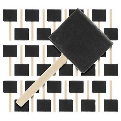 $15.99 • Buy 30 Pack - 3   Foam Sponge Paint Brush Set Wood Handle Craft Touch Up Stain