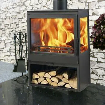 Wood Burning Multi-fuel Stove Onyx Tri Vision 3 Sided Contemporary Stove • £949.99