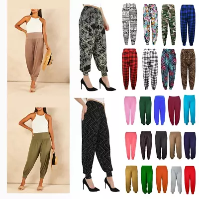 Womens Ladies New HAREM TROUSERS ALI BABA LONG PANTS BAGGY LEGGINGS PLUS Sizes • £8.54