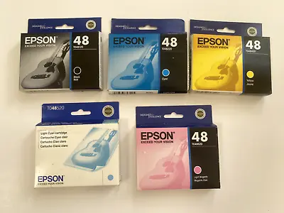 5 Genuine Epson 48 Ink Black Cyan Yellow Light Cyan Light Magenta READ DESC • $39.99