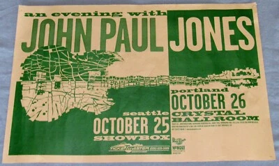 $5 • Buy JOHN PAUL JONES: Concert Poster; LED ZEPPELIN; Seattle Crystal Ballroom Portland