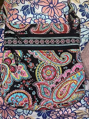 Vera Bradley Double Zipper Black Pink Paisley Quilted Bag • $9