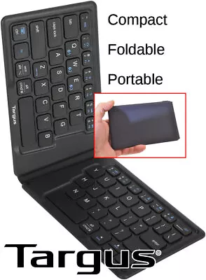 Wireless Folding Compact Portable Antimicrobial Keyboard Phone Tablet PC Targus • £14.99