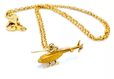 Vtg Quality 14k 3-D Moveable Articulated Helicopter Pendant Necklace Aviation • $149.50